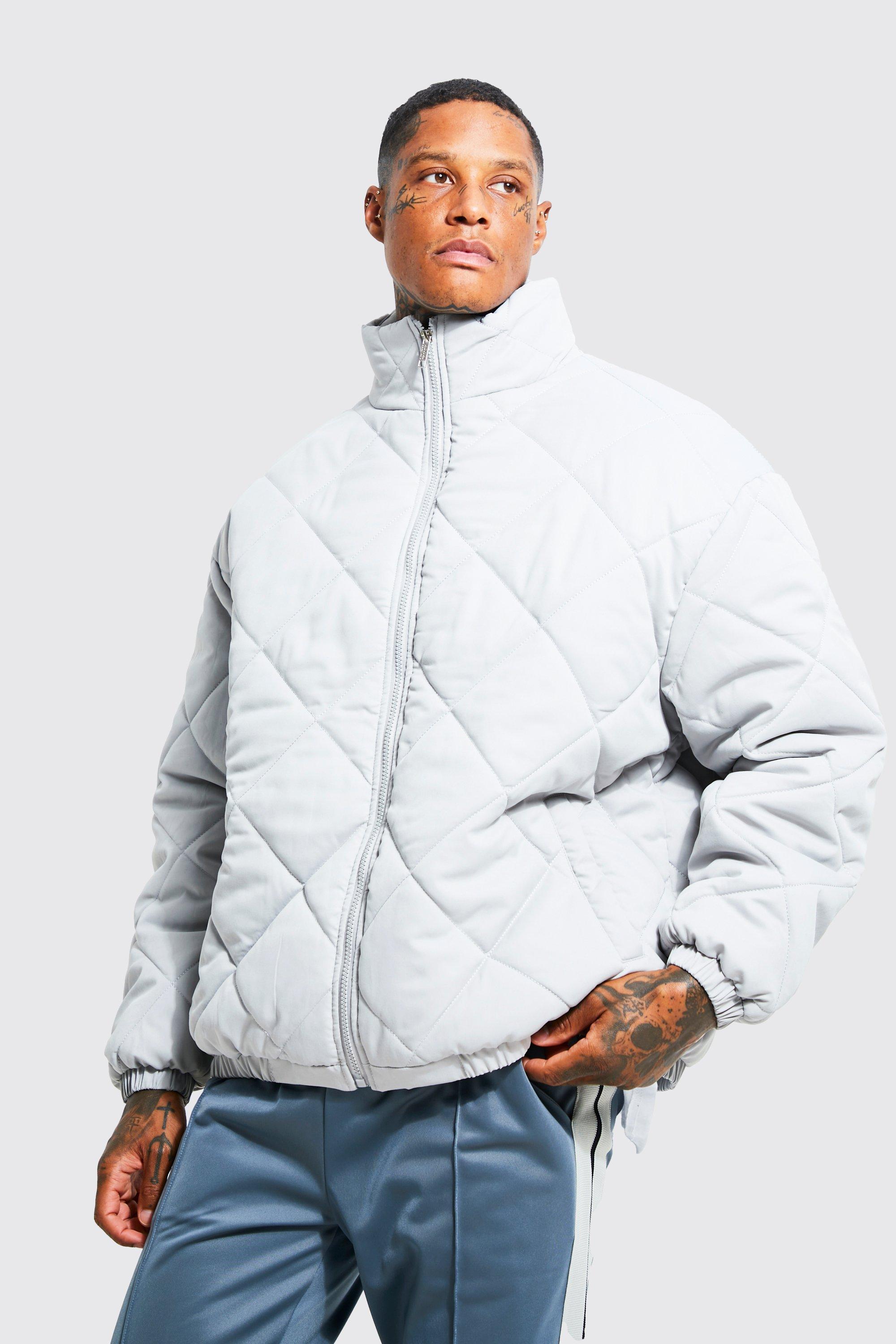 Diamond quilted oversized hooded parka sale